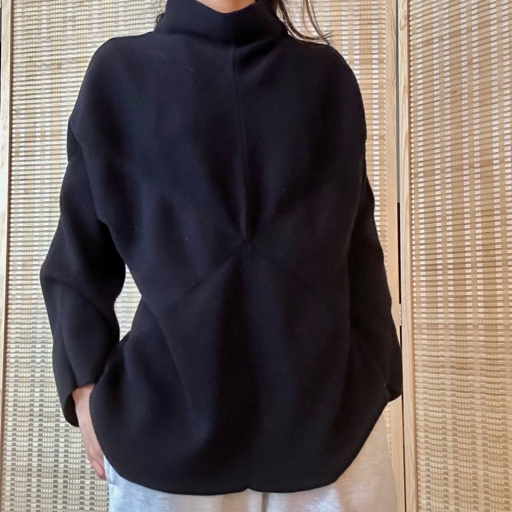 COS Navy High Neck Pure Wool Sweater